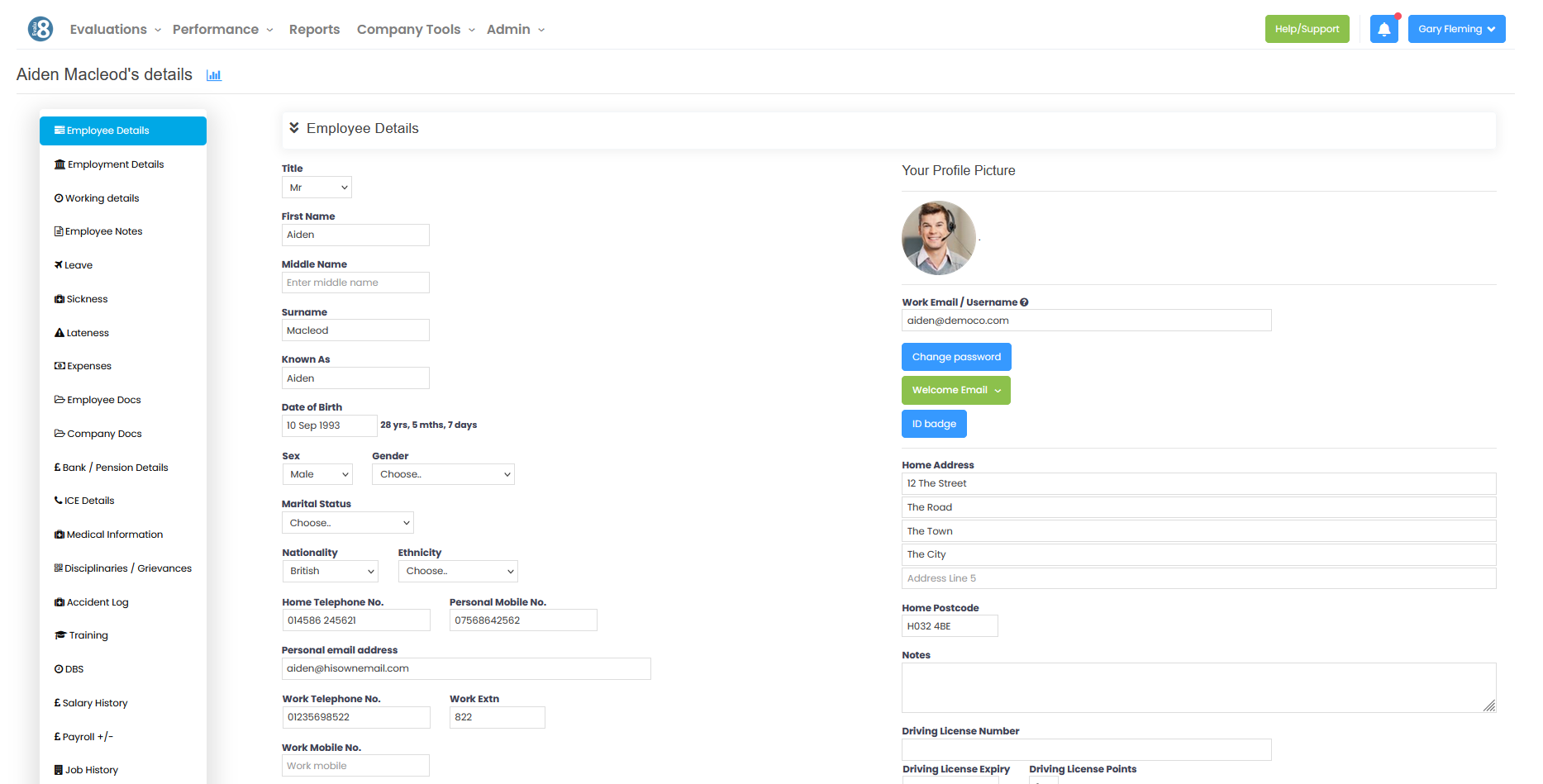 screenshot of Evalu-8 HR
